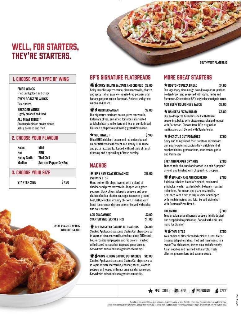 Boston Pizza - High River, AB menu_pic