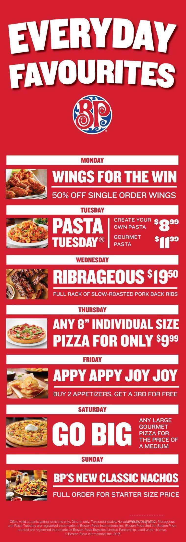 Boston Pizza - High River, AB menu_pic