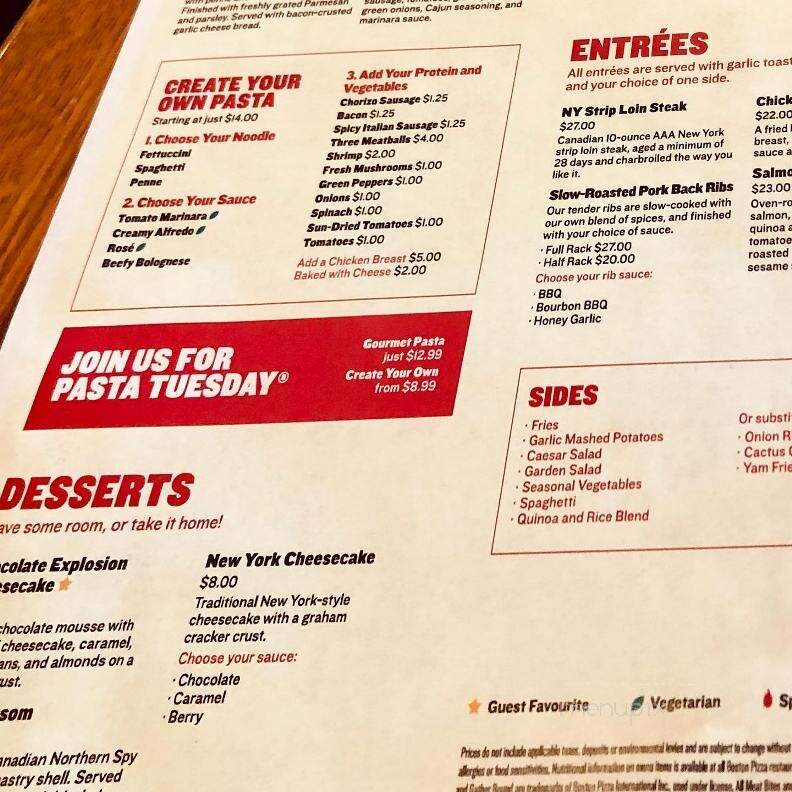 Boston Pizza - High River, AB menu_pic