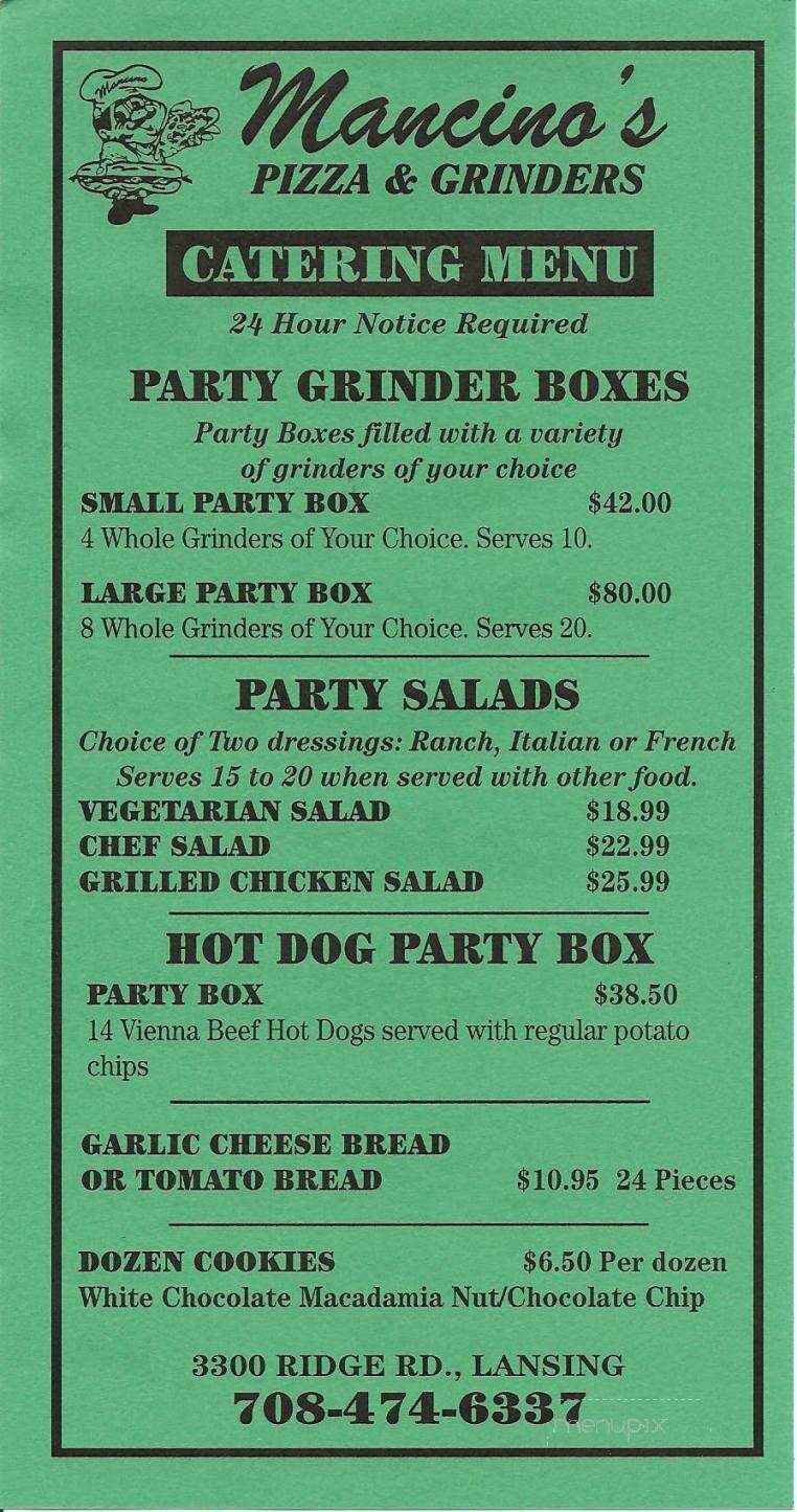 Mancino's Pizza & Grinders - Lansing, IL menu_pic