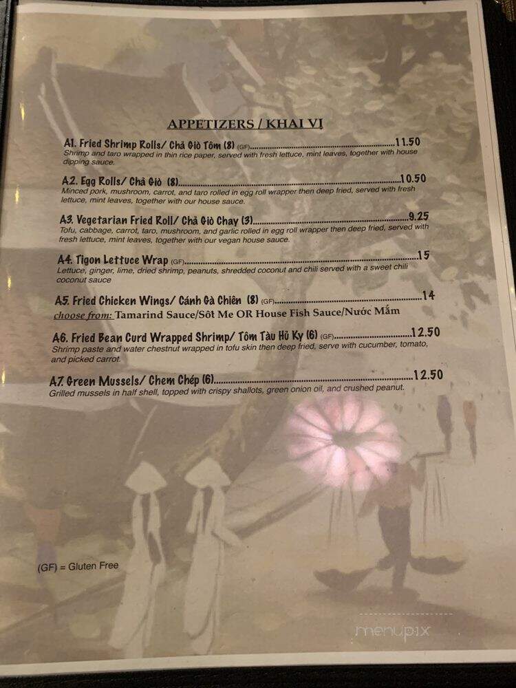 Tigon - El Cerrito, CA menu_pic