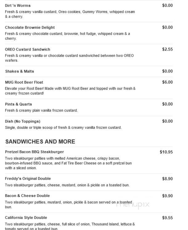 Freddy's Frozen Custard & Steakburgers - Florence, SC menu_pic