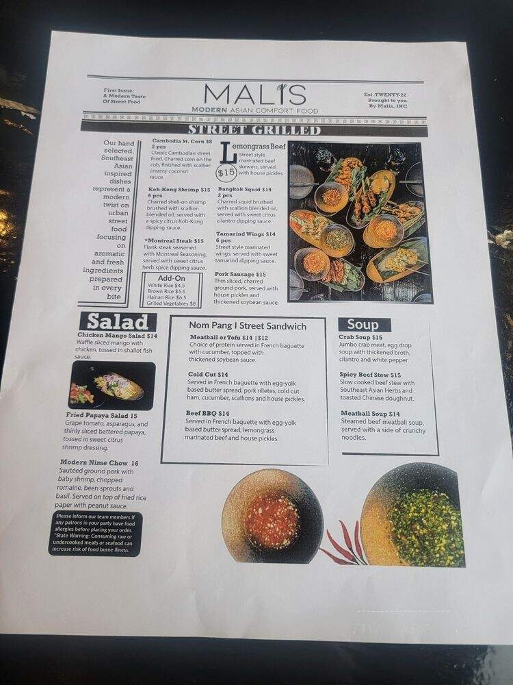 Malis Modern Asian - Raynham, MA menu_pic