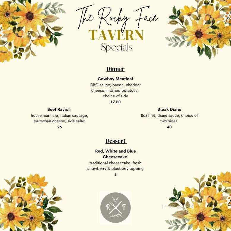 Rocky Face Tavern - Canton, NC menu_pic