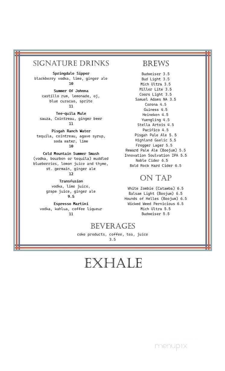 Rocky Face Tavern - Canton, NC menu_pic