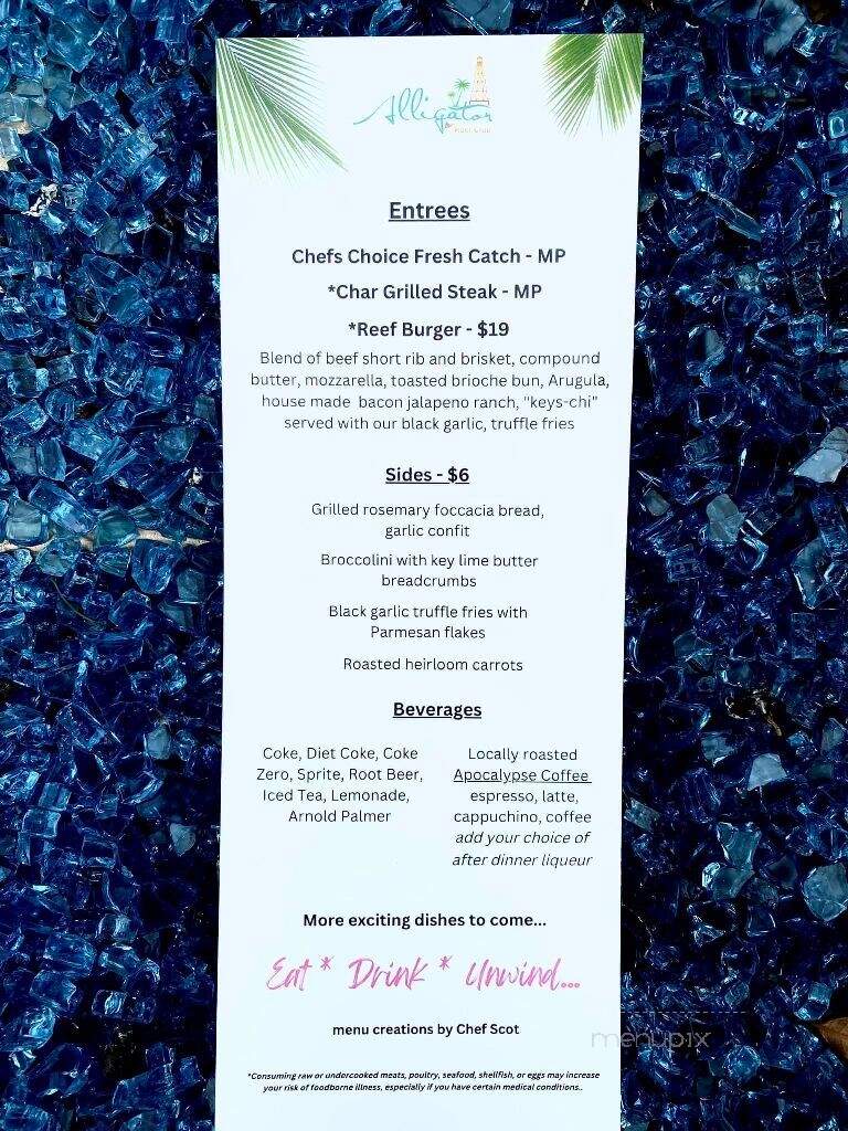 Alligator Reef Club - Melbourne, FL menu_pic