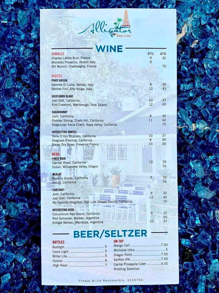 Alligator Reef Club - Melbourne, FL menu_pic