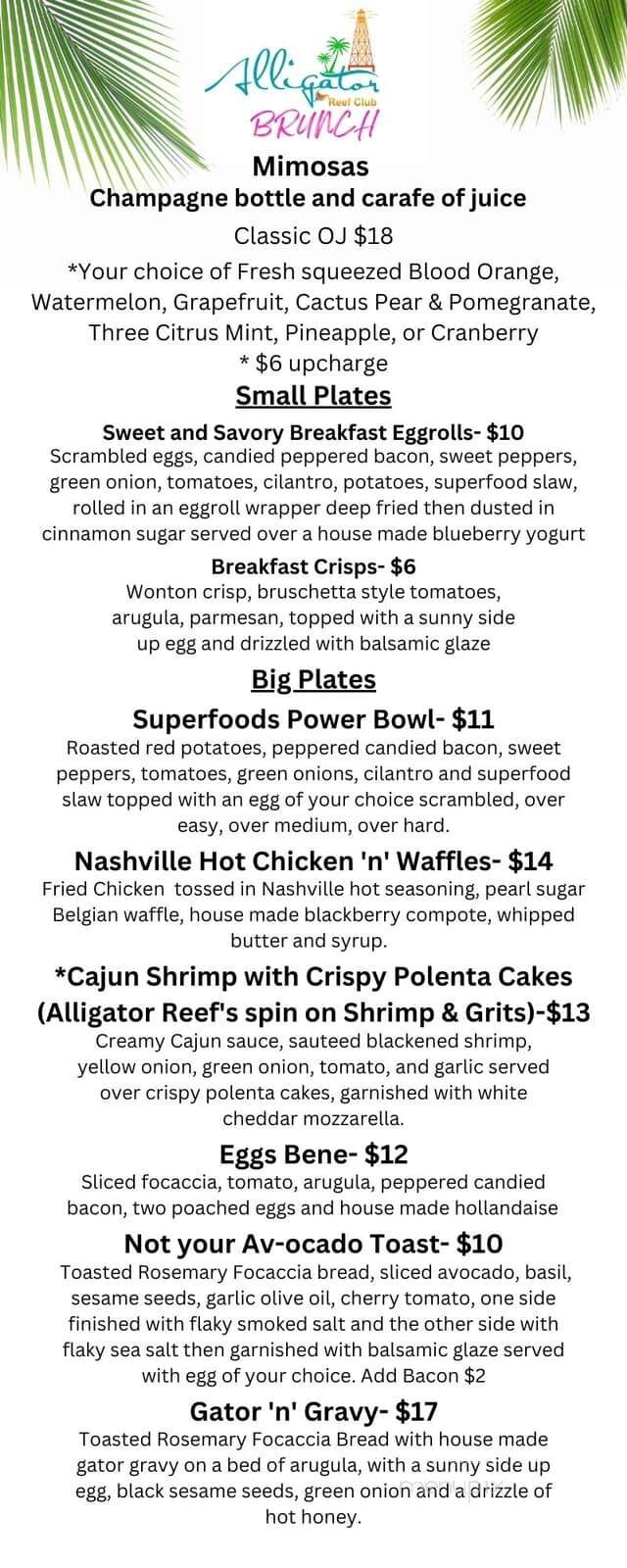 Alligator Reef Club - Melbourne, FL menu_pic