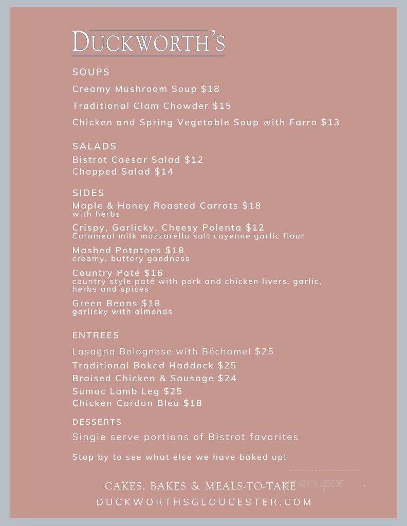 Duckworth's Bistro - Gloucester, MA menu_pic