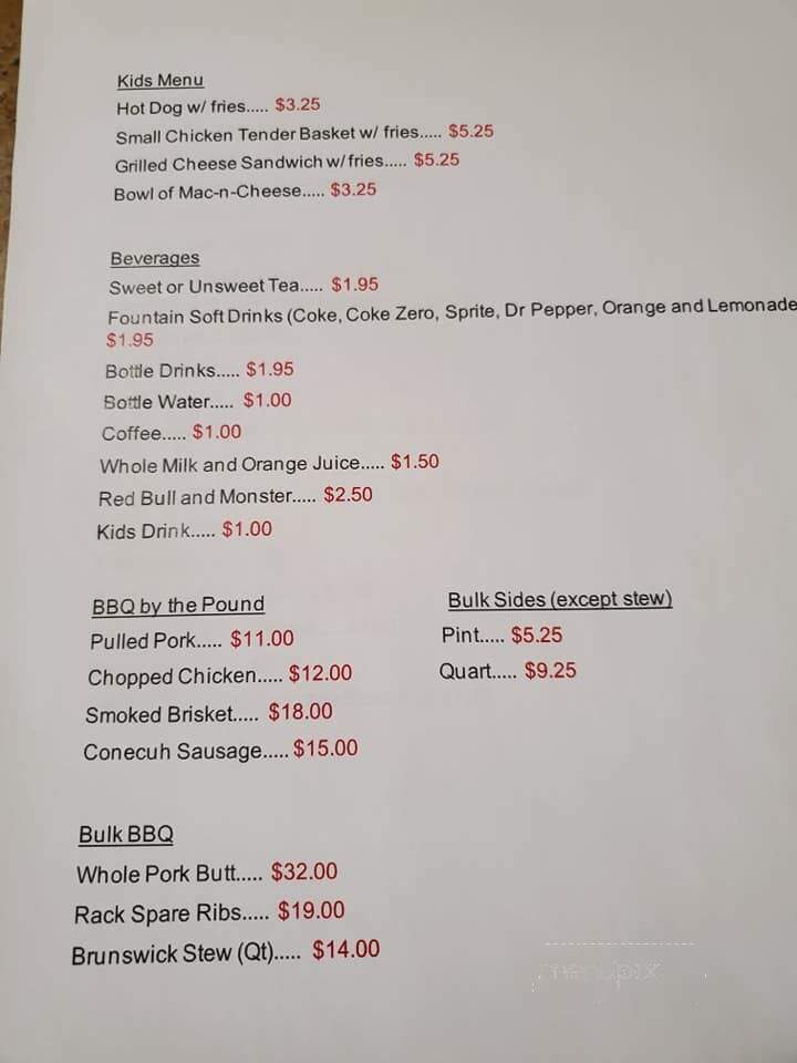Red Hill Kitchen - Tallassee, AL menu_pic