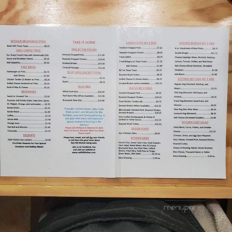 Red Hill Kitchen - Tallassee, AL menu_pic