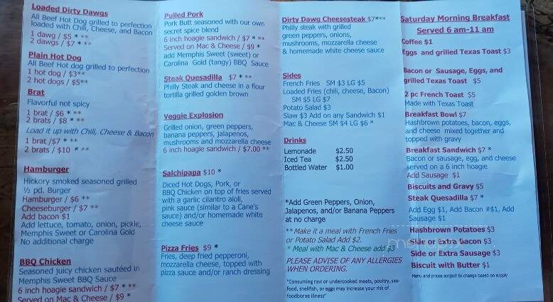 Dirty Dawgs BBQ - Alexandria, OH menu_pic