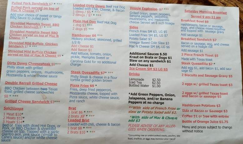 Dirty Dawgs BBQ - Alexandria, OH menu_pic