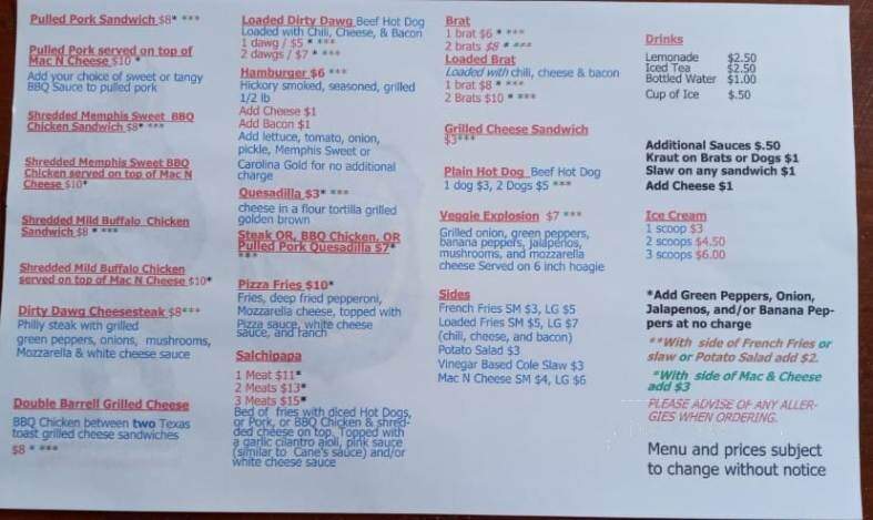 Dirty Dawgs BBQ - Alexandria, OH menu_pic