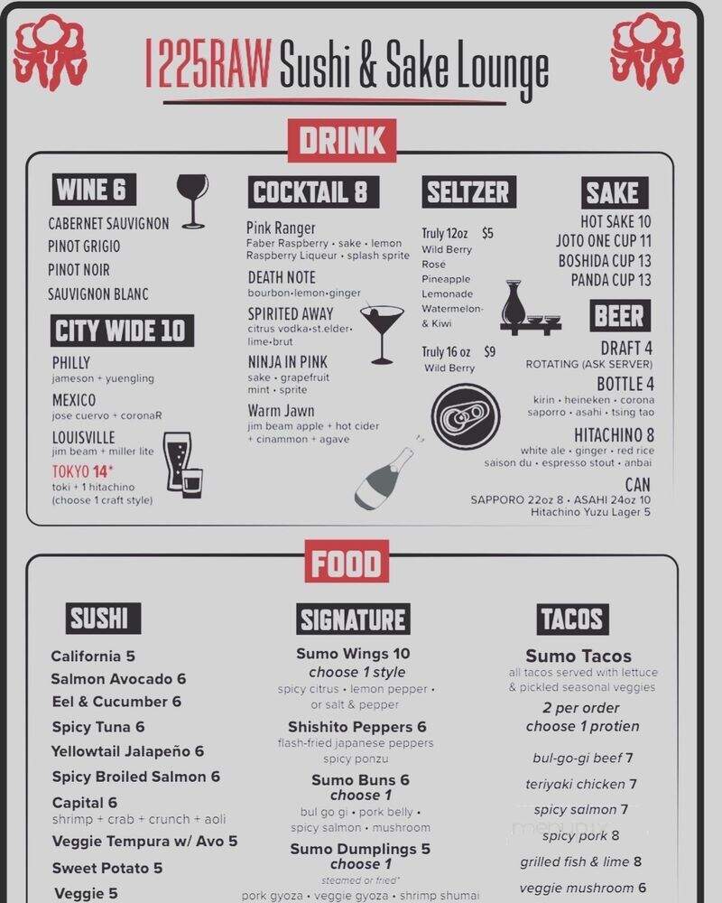 1225 Raw Sushi & Sake Lounge - Philadelphia, PA menu_pic