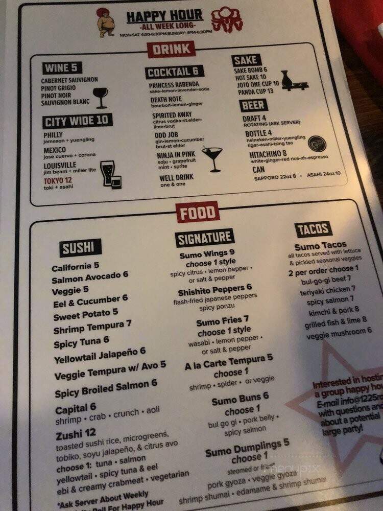1225 Raw Sushi & Sake Lounge - Philadelphia, PA menu_pic