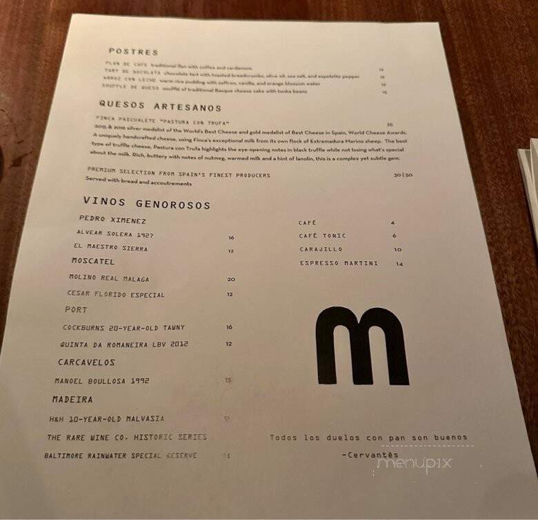 Bar Moro - Clayton, MO menu_pic