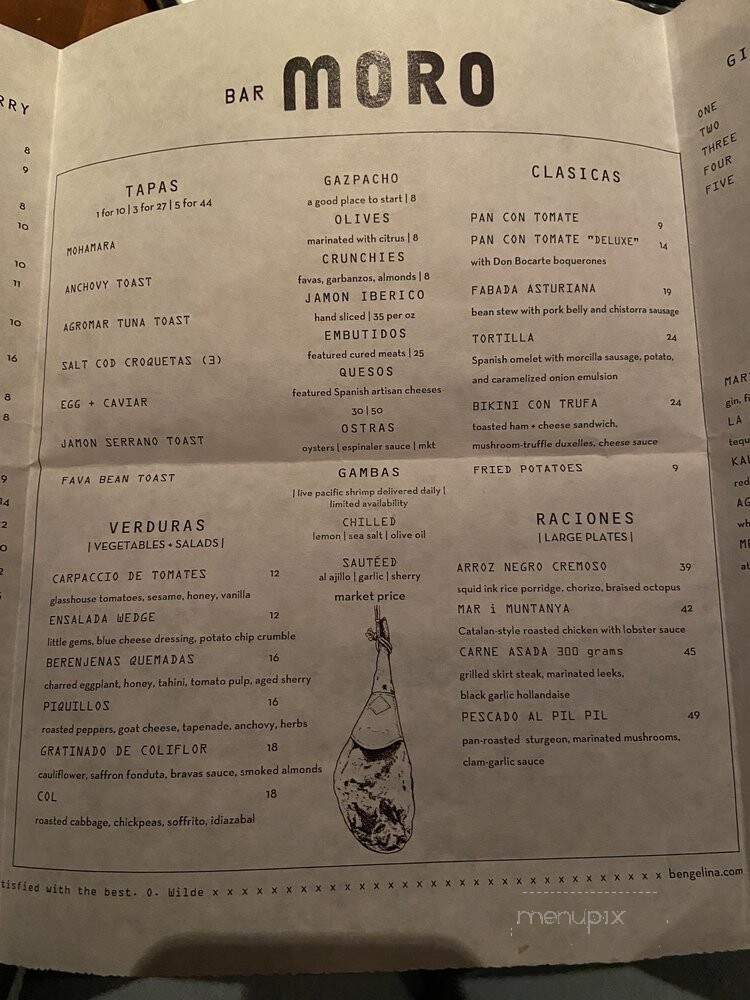 Bar Moro - Clayton, MO menu_pic