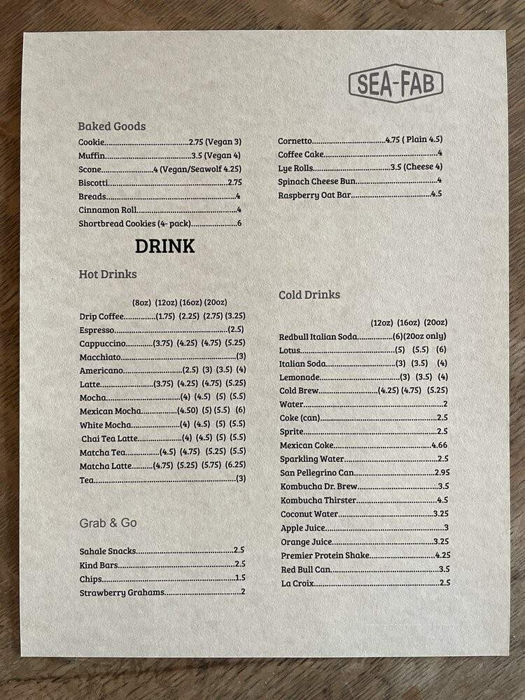 Seafab Cafe - Seattle, WA menu_pic