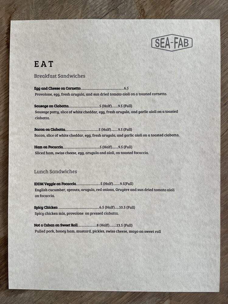 Seafab Cafe - Seattle, WA menu_pic