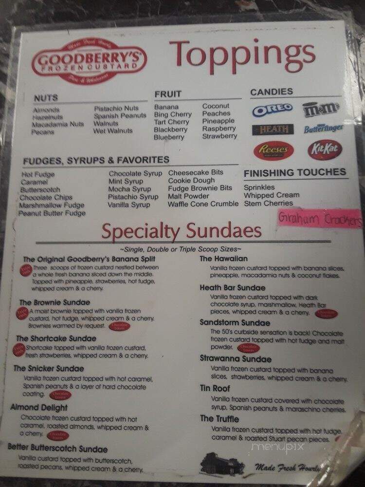 Goodberry's Frozen Custard - Cary, NC menu_pic
