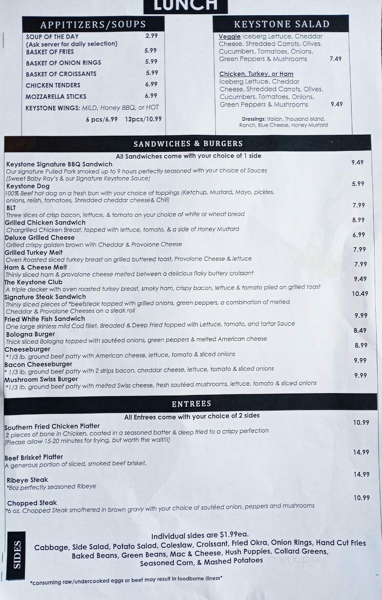 Keystone Grill - Colonial Heights, VA menu_pic