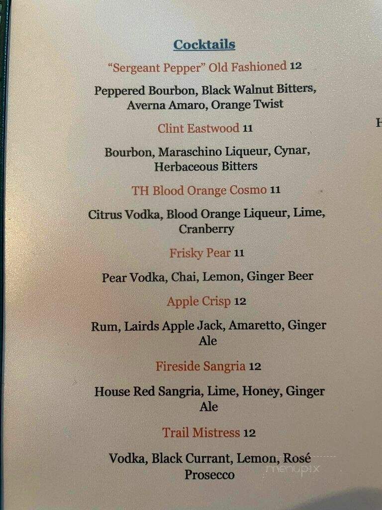 Thunderhead Lodge - Andreas, PA menu_pic
