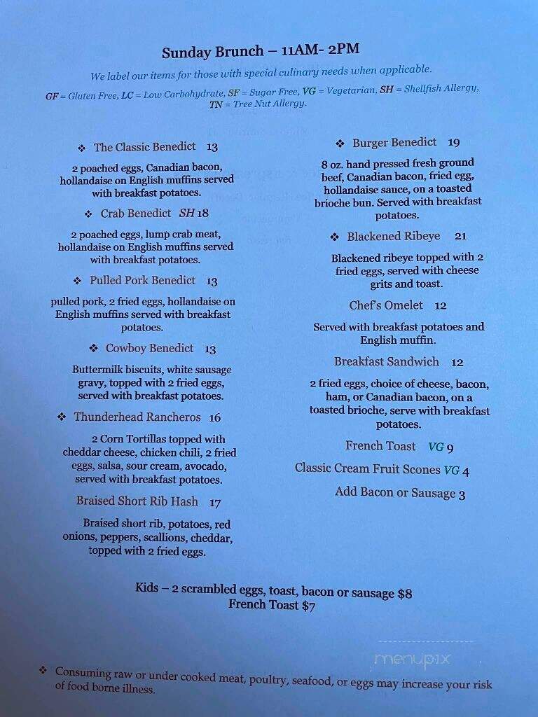 Thunderhead Lodge - Andreas, PA menu_pic