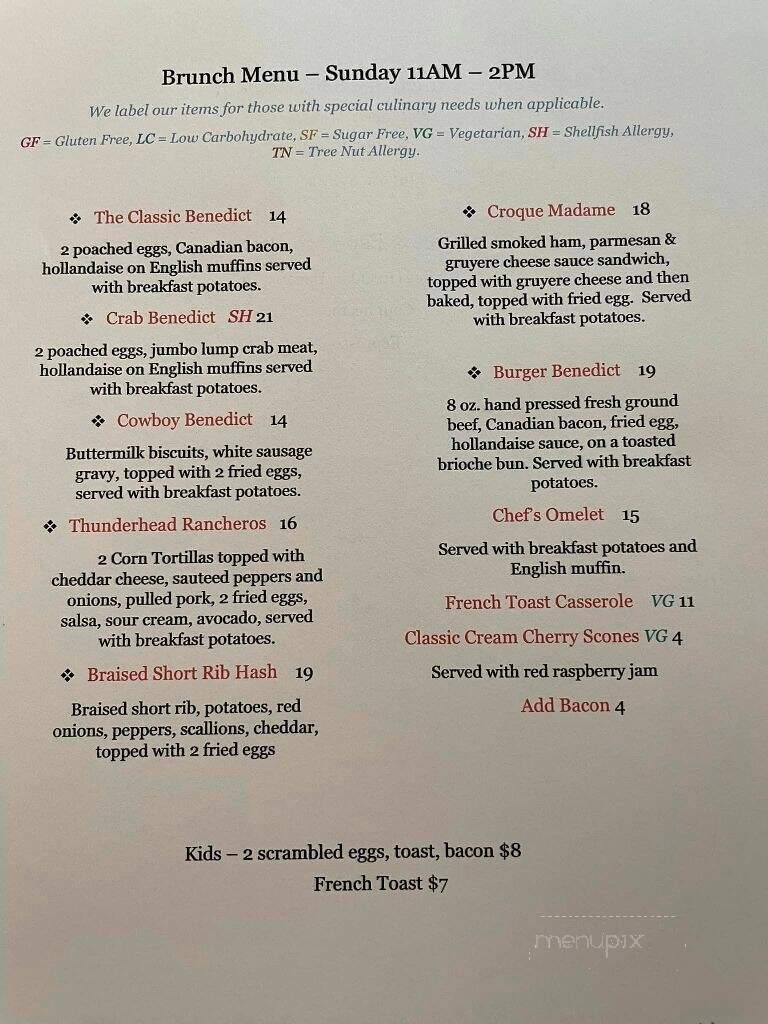 Thunderhead Lodge - Andreas, PA menu_pic
