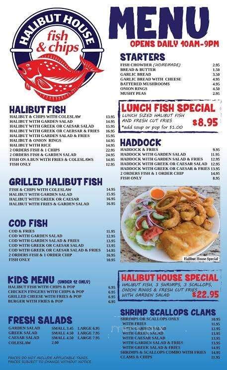 Halibut House Fish And Chips - Sarnia, ON menu_pic