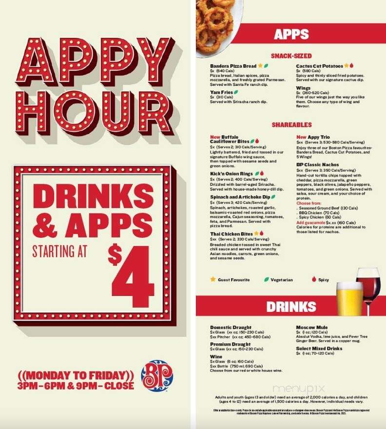 Boston Pizza - Welland, ON menu_pic