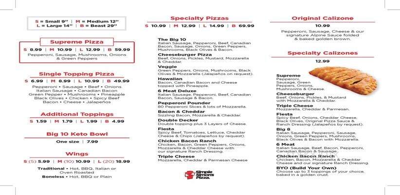 Simple Simon's Pizza - Warner, OK menu_pic