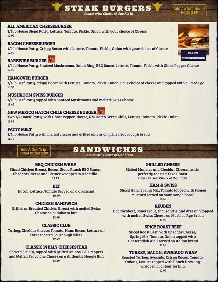 Stone Ranch Steakhouse - Tucumcari, NM menu_pic