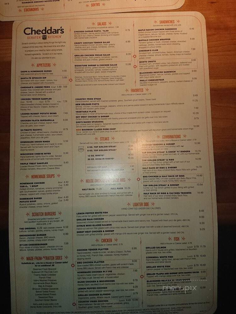 Cheddar's - Harker Heights, TX menu_pic