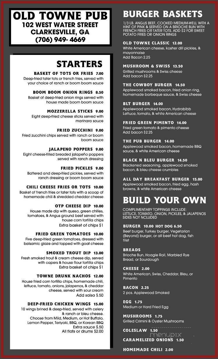 Old Towne Pub - Clarkesville, GA menu_pic