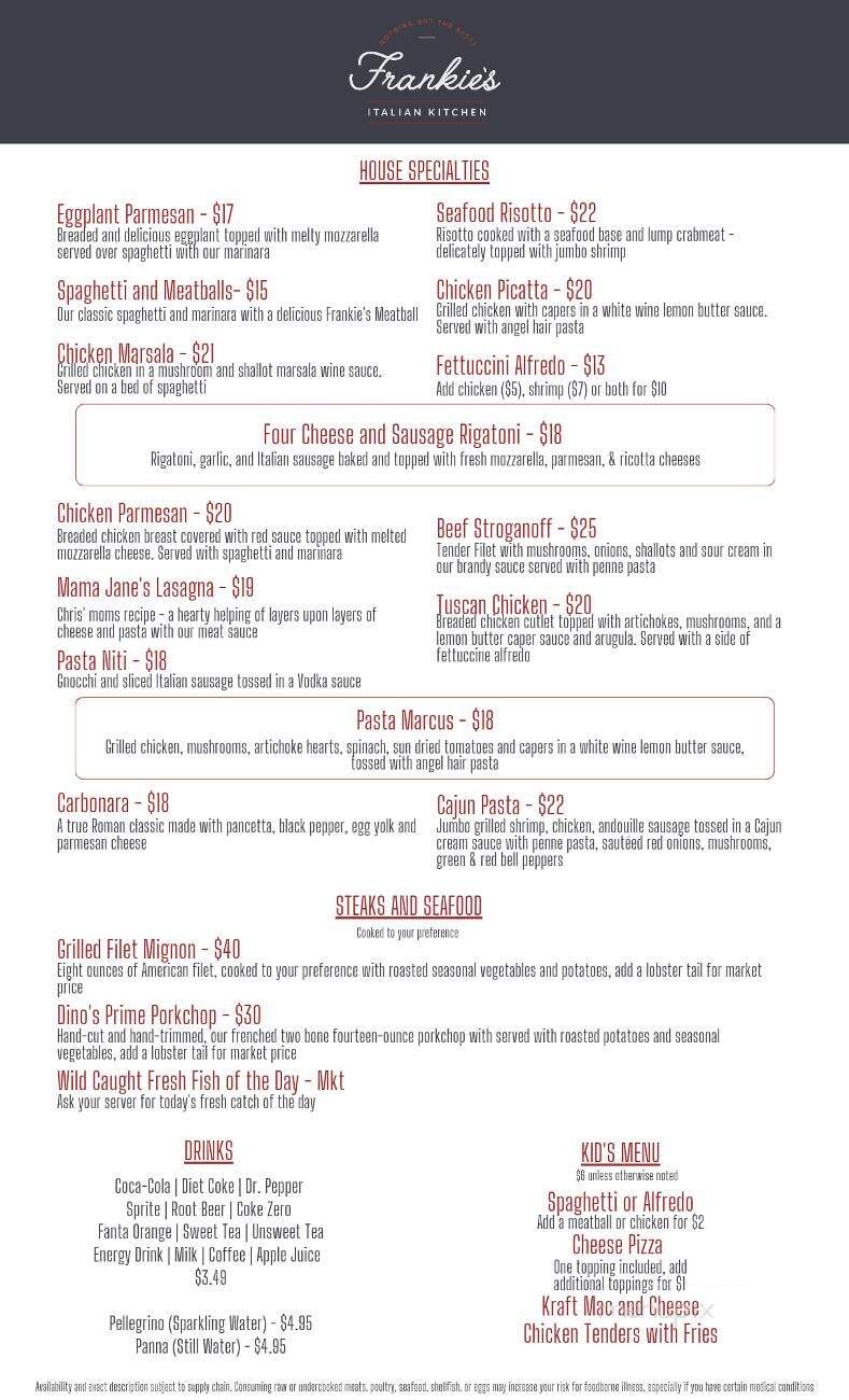 Frankie's Italian Kitchen - Fulshear, TX menu_pic