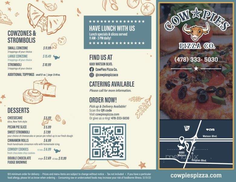 Cow Pies Pizza - Byron, GA menu_pic