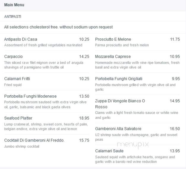 La Villetta Ristorante - Boca Raton, FL menu_pic