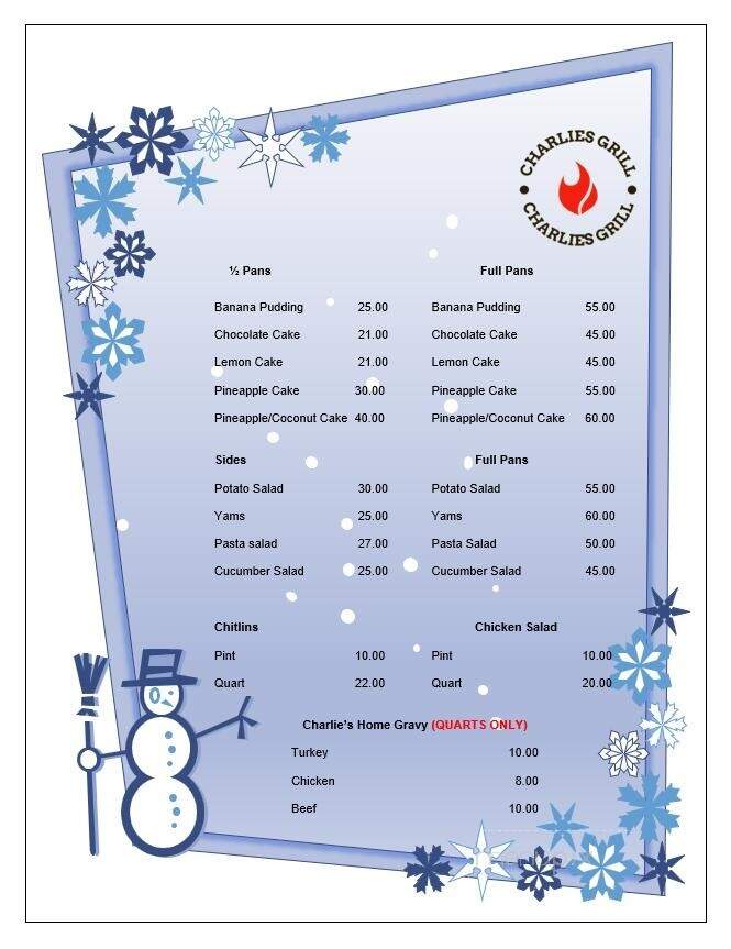 Charlie's Grill - Battleboro, NC menu_pic