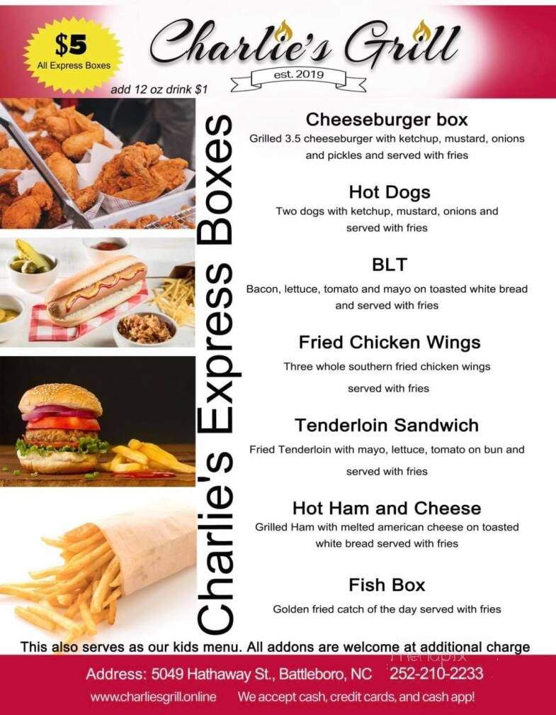 Charlie's Grill - Battleboro, NC menu_pic