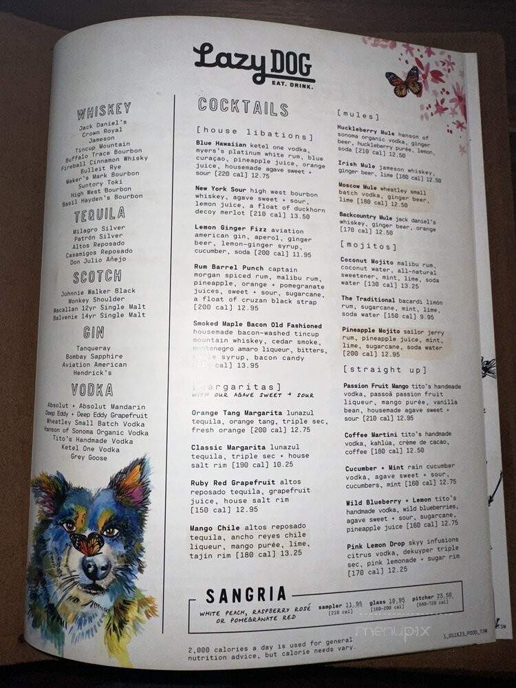 Lazy Dog Restaurant & Bar - Oak Brook, IL menu_pic