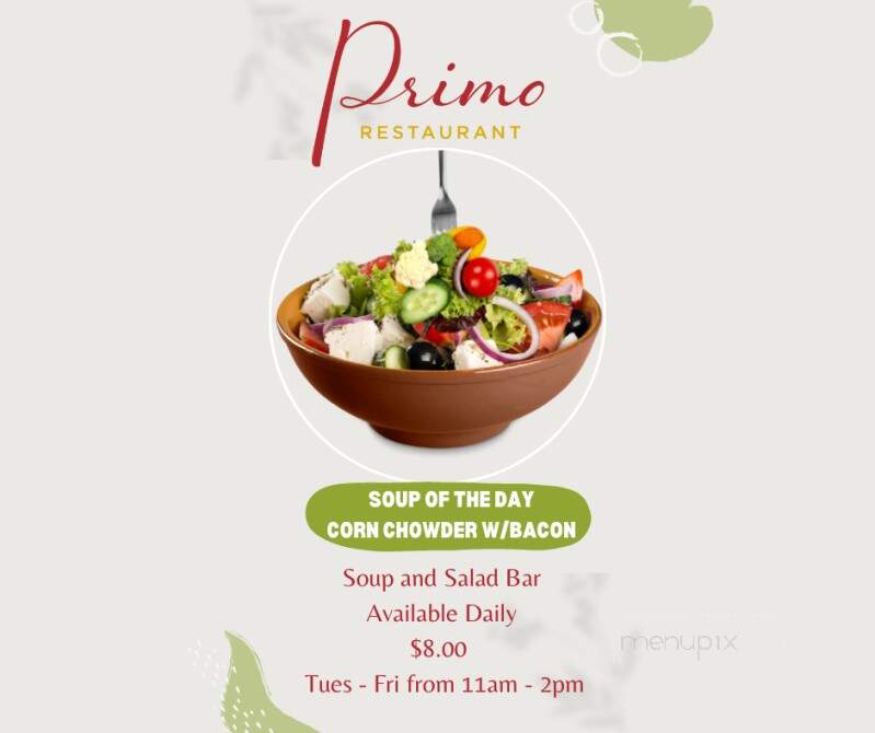 Primo Restaurant - Minot, ND menu_pic