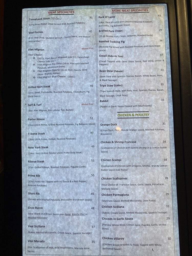Forno's Of Spain Restaurant - Newark, NJ menu_pic