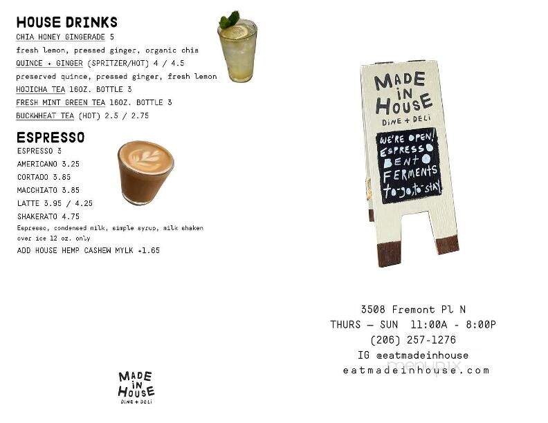 Made in House - Seattle, WA menu_pic