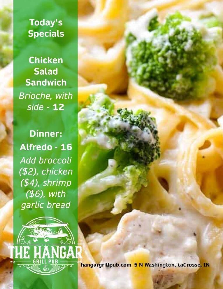 The Hangar Grill Pub - La Crosse, IN menu_pic