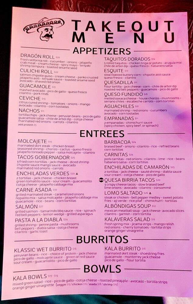 Kalaveras - Marina del Rey, CA menu_pic
