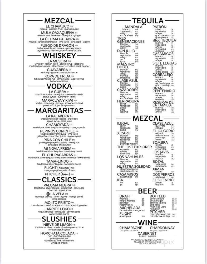 Kalaveras - Marina del Rey, CA menu_pic