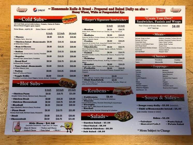 Harper's Sandwiches and Such - Middletown, DE menu_pic