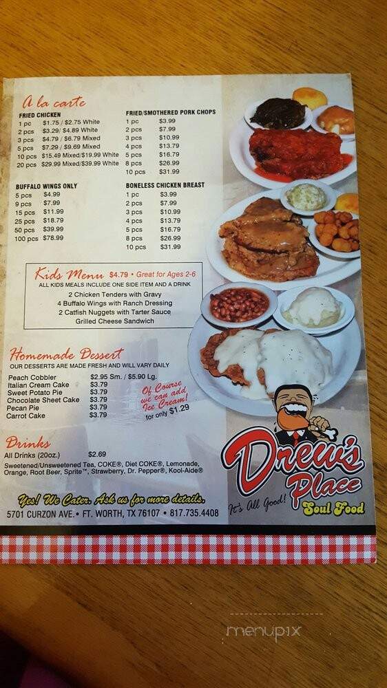 Drew's Place - Fort Worth, TX menu_pic