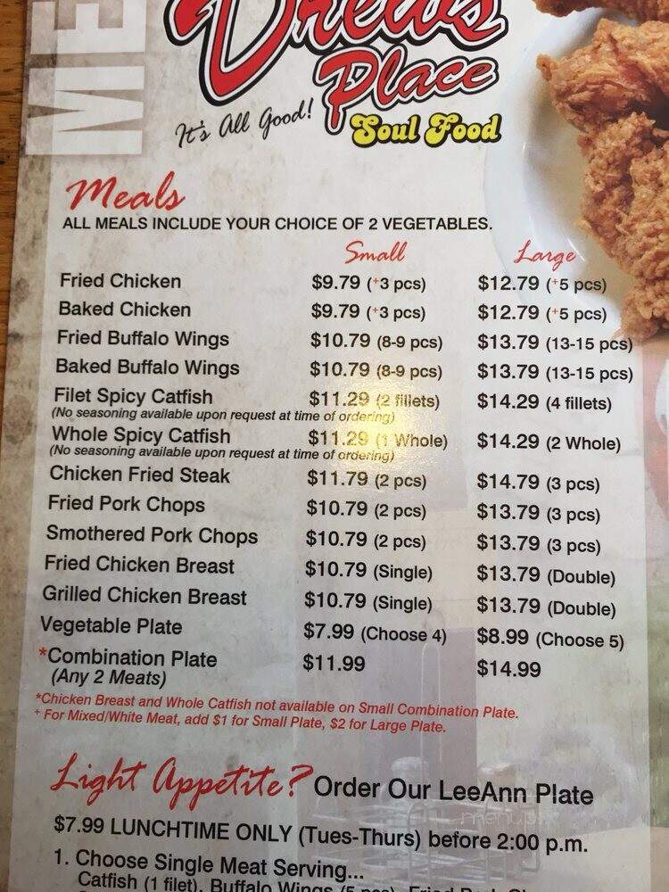 Drew's Place - Fort Worth, TX menu_pic